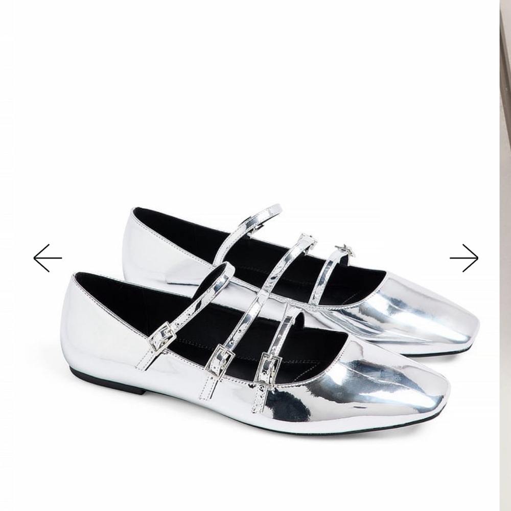 NEW Silver Multi Strapped Ballerina Flats